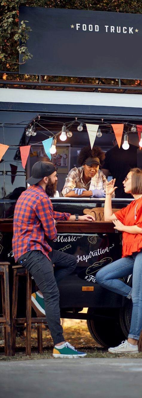 customers ordering at a food truck