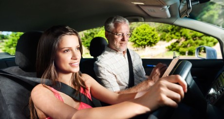 dad teaching teen to drive