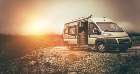 rv at sunset