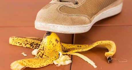 stepping on a banana peel