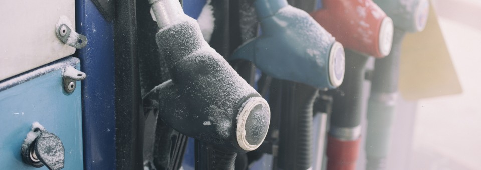 gas pump with snow