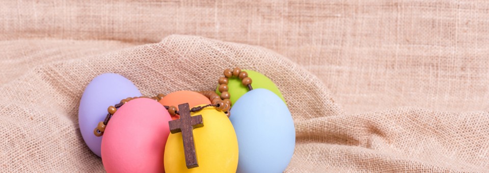 Easter eggs with cross necklace