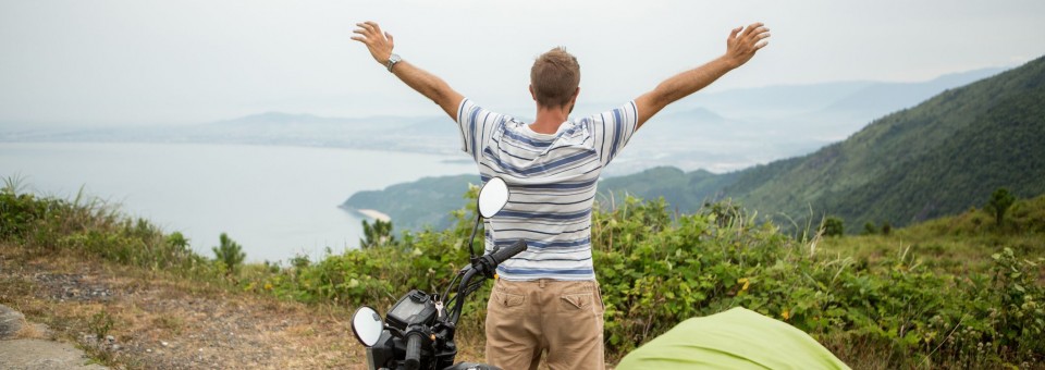 Motorcycle Rider Enjoying Mountain View Motorcycle-Rider-Mountain-View