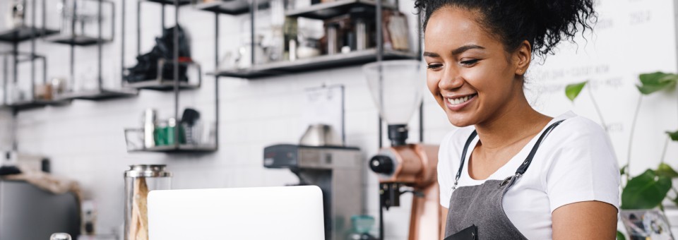 Business Owner Updating Website Small Business - Website Traffic